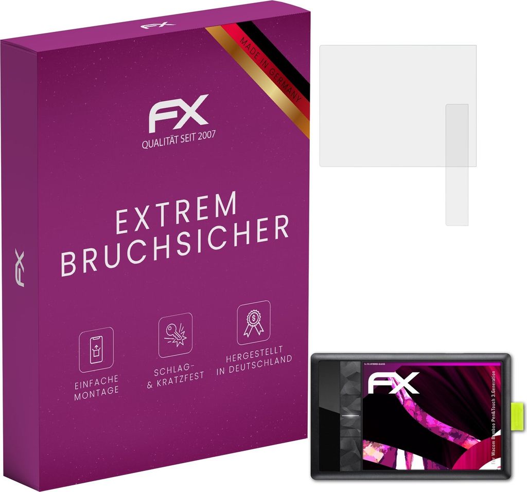 atFoliX FX-Hybrid-Glass Displayfolie kompatibel mit Wacom Bamboo Pen&Touch (3.Generation) Glasfolie