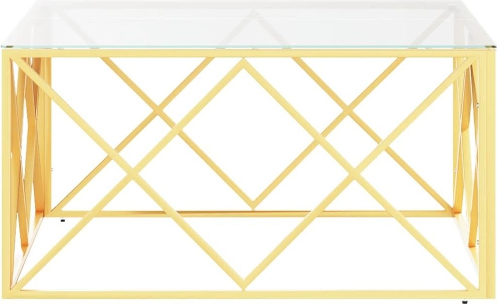 Hochwertigen Möbel Couchtische - Gold Couchtisch 80x80x40cm Edelstahl und Glas NEU7381639