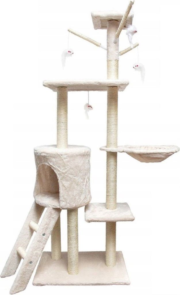Kratzbaum 150cm hoch Katzenbaum Katzenkletterbaum Kletterturm Katzenhöhle Beige 10930