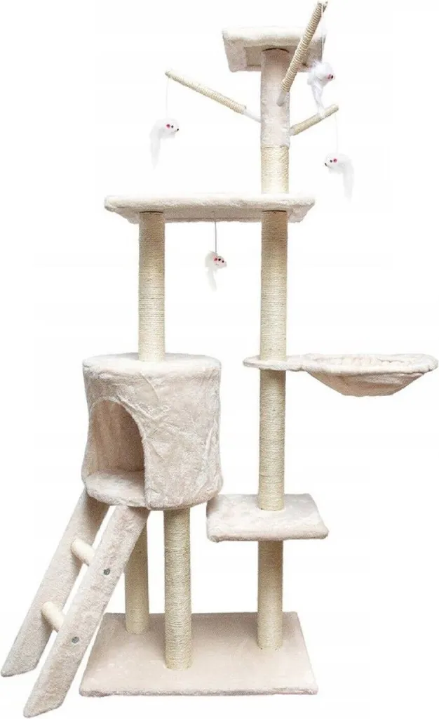 Arbre à chat beige 150cm : stoppez les griffures avec cette tour 10930