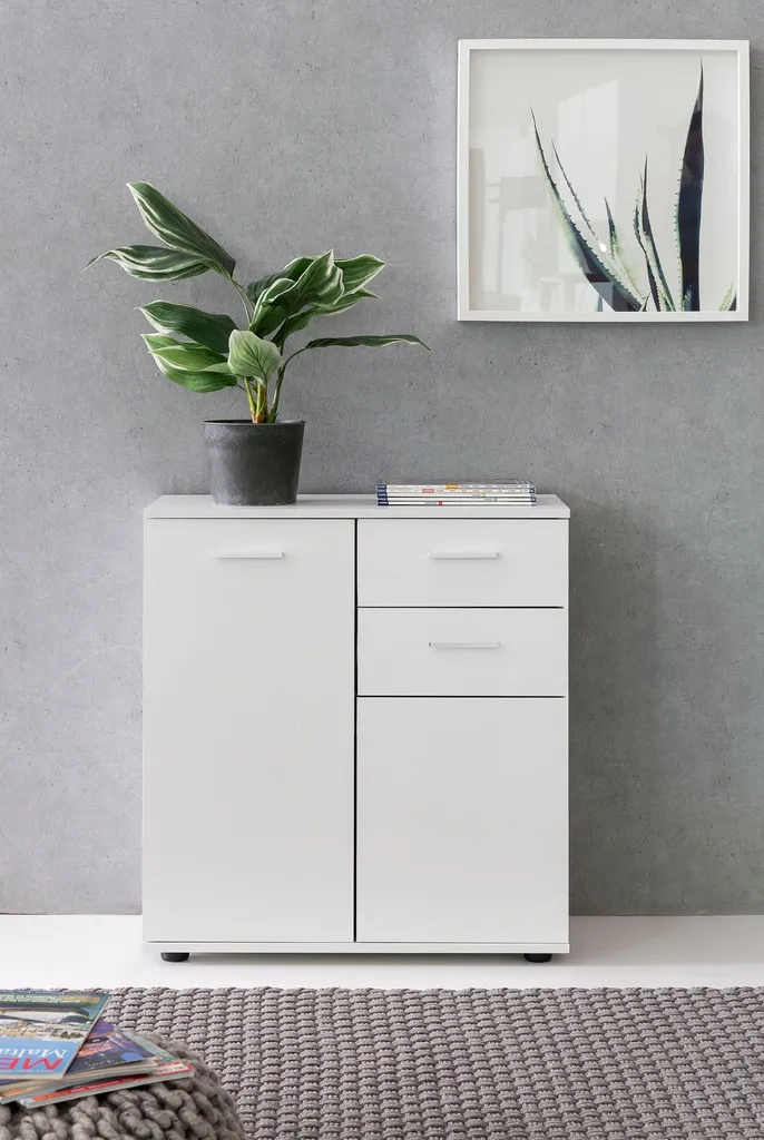 Meuble d'entrée moderne blanc FineBuy commode polyvalente gain de place