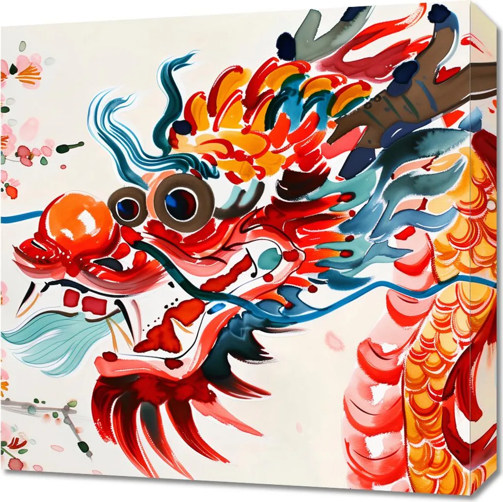 Decorazione Parete Drago Colorato 50x50 - Quadro Design Moderno