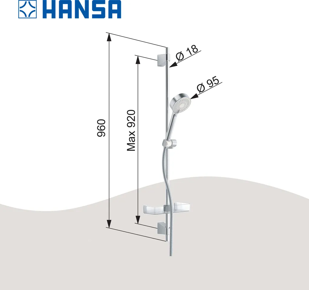Hansa Hansabasicjet Style Set Vasca: Doccetta e Flessibile 1500mm Professionale