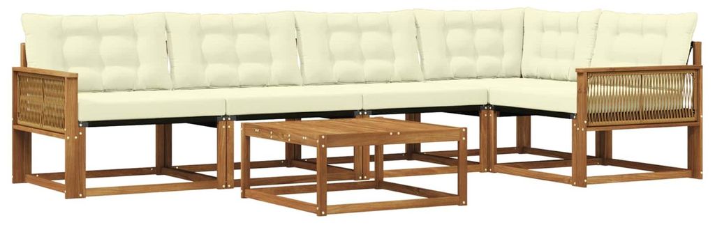 “2026 Modern“ Braun Outdoor-Sofagarnitur mit Kissen 6 pcs Natur und Creme - Designermöbel 32815 - Gartensofas