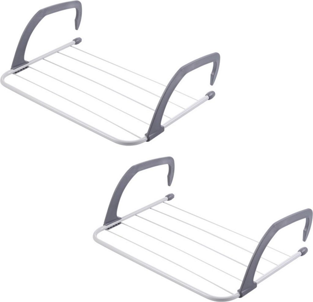 2 x Balkontrockner zum einhängen - 68cm Heizkörper Wäschetrockner platzsparend -4,5 m Trockenfläche - Balkonwäschehalter Geländer - Wäschest...