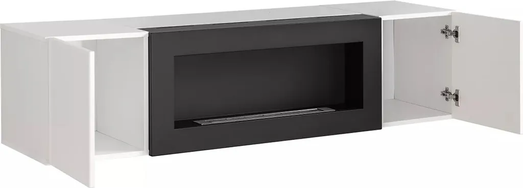 Commode FREYA Blanche avec Bio-cheminée Intégrée - Buffet Design Chic