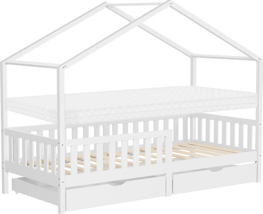 ML-Design dětská postel domeček postel 90x200 cm bílá s Obrázek produktu 