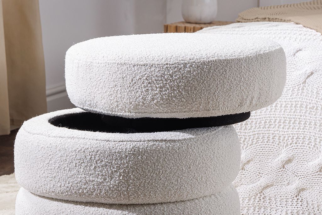 riess-ambiente Runder Hocker VOGUE 50cm creme weiß Bouclé Produktbild 8
