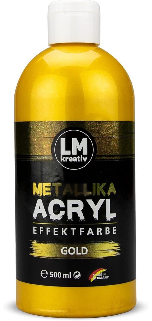 LM-Kreativ Metallika Acryl-Effektfarbe 500 ml, Gold – Produktbild 