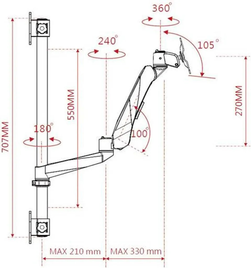 Support écran Superflex Workstation ajustable pour moniteur 25,4 à 76,2 cm