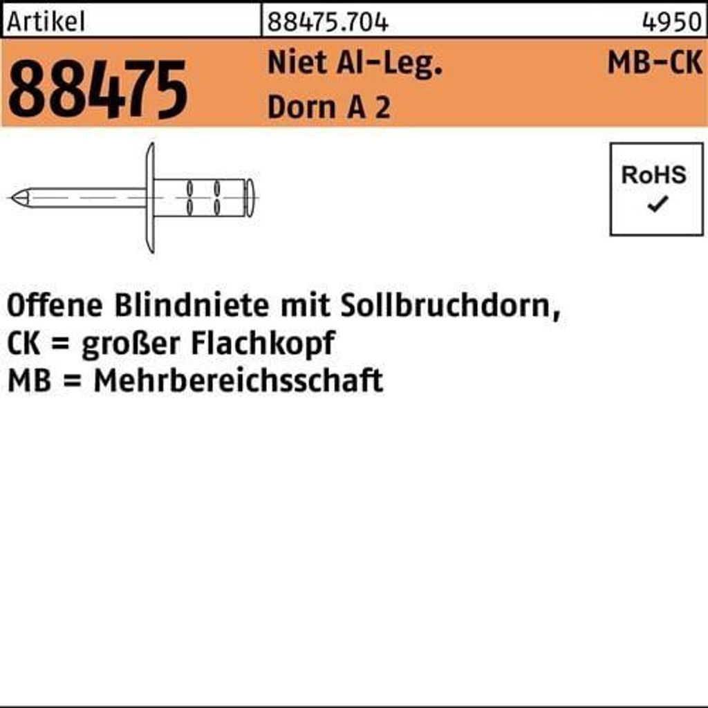 Gesipa PolyGrip Mehrbereichsschaft-Blindniete Alu/A 2 K 16 4,8 x 30 S 100 Stk