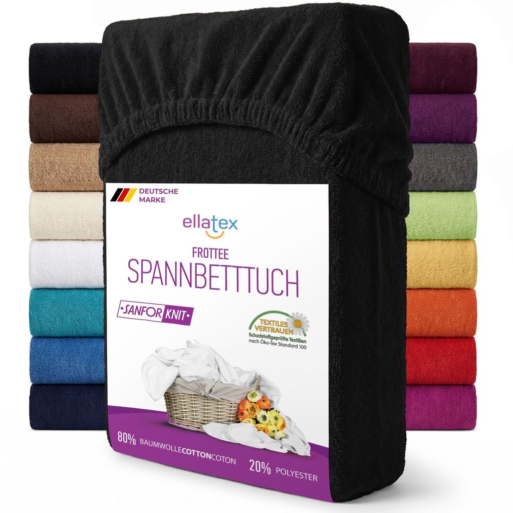EllaTex Frottee Spannbettlaken 120x200 – 130x200 Baumwolle Produktbild 
