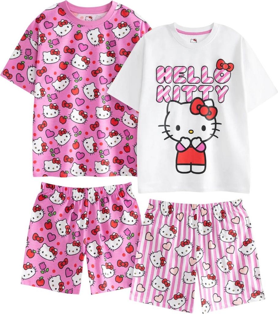 Hello Kitty - Schlafanzug mit Shorts für Mädchen NS9454 (116) (Pink/Weiß)
