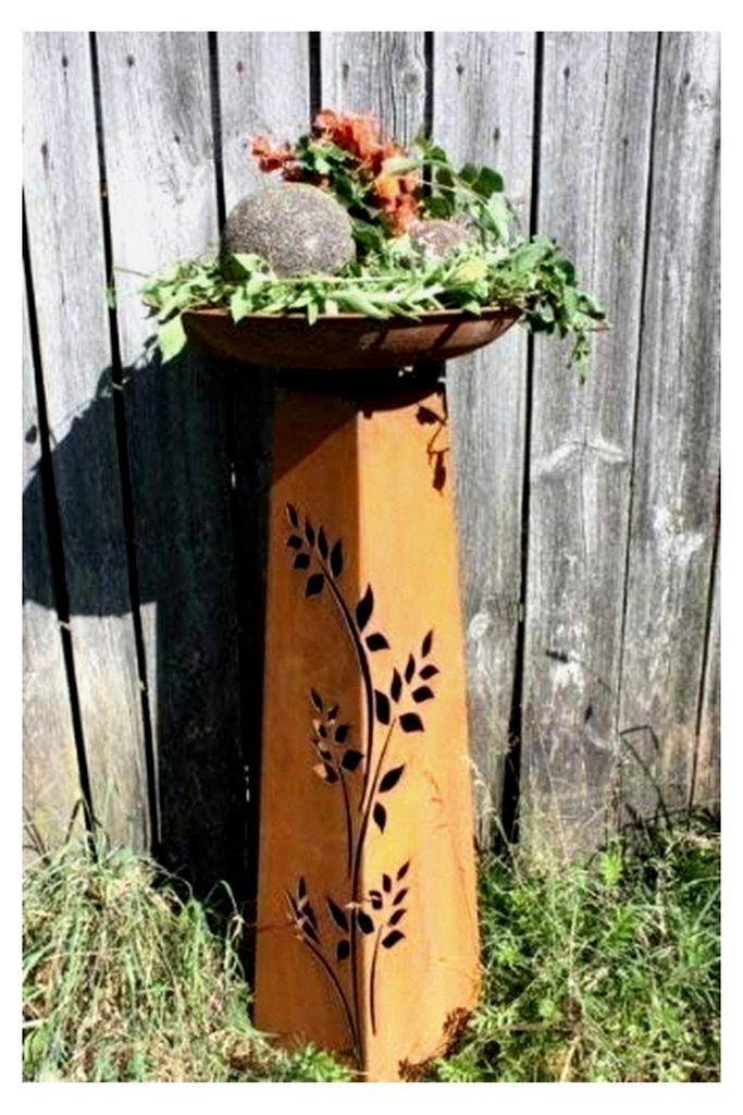 Gartendekoration Rost Blumensäule 110 cm mit Pflanzschale 47 cm