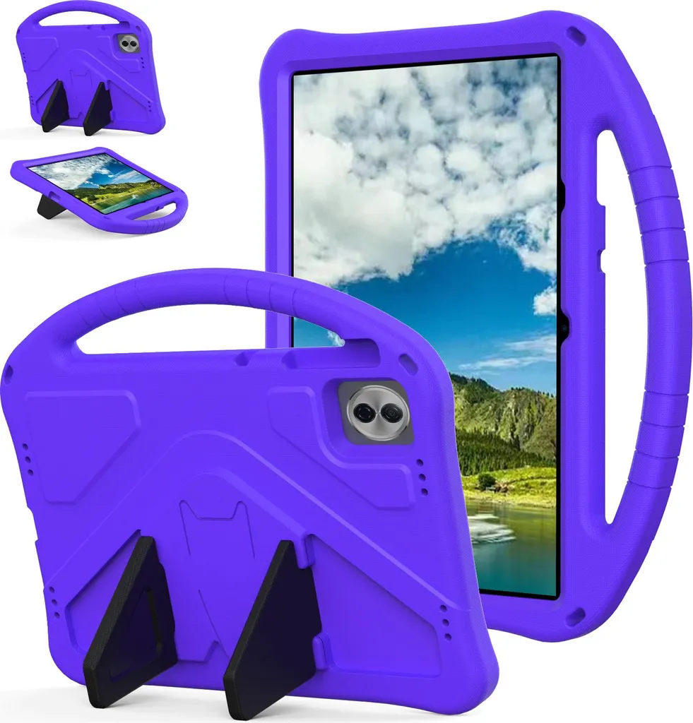 Custodia per bambini per Honor Pad 10 2025 12.1", custodia antiurto leggera in EVA con supporto pieghevole e maniglia Viola