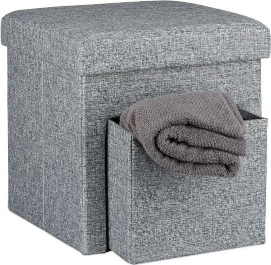 Klapphocker aus Leinen mit Fach