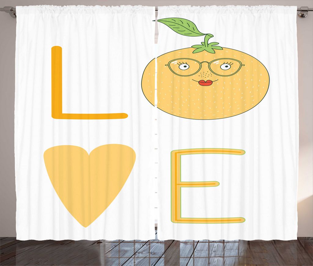 ABAKUHAUS geeky Rustikaler Vorhang, Nerdy Orange Brillen, Wohnzimmer Universalband Gardinen mit Schlaufen und Haken, 280 x 225 cm, Erde Gelb Pistaz...