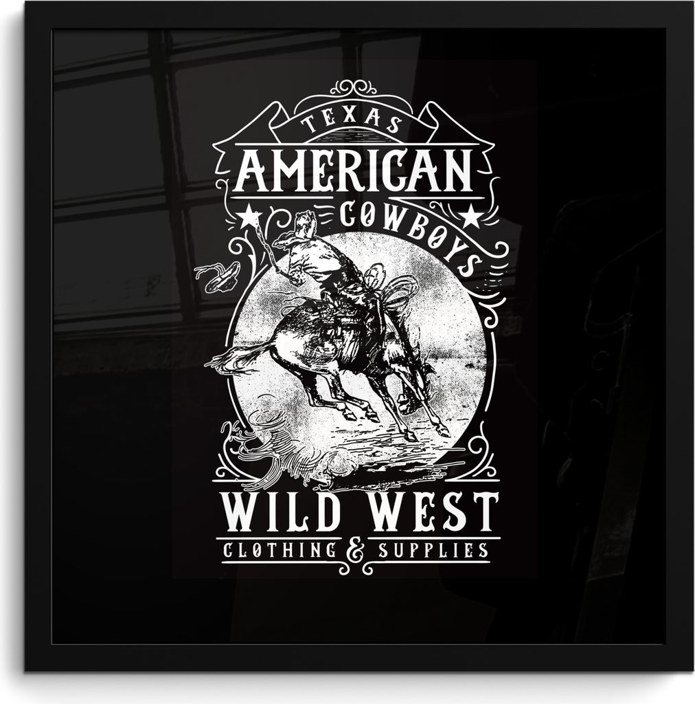 MuchoWow MuchoWow Gerahmtes Poster Mancave - Western - Retro - Cowboy 40x40 cm - Poster mit zchwarzem Bilderrahmen - Mit Rahmen - Wanddekoratio...