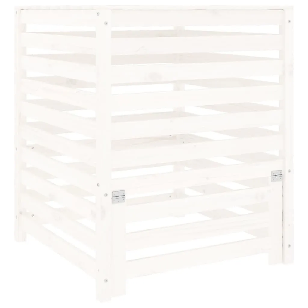 Composteur de Jardin pour Engrais Naturel 82,5cm en Bois Massif Blanc