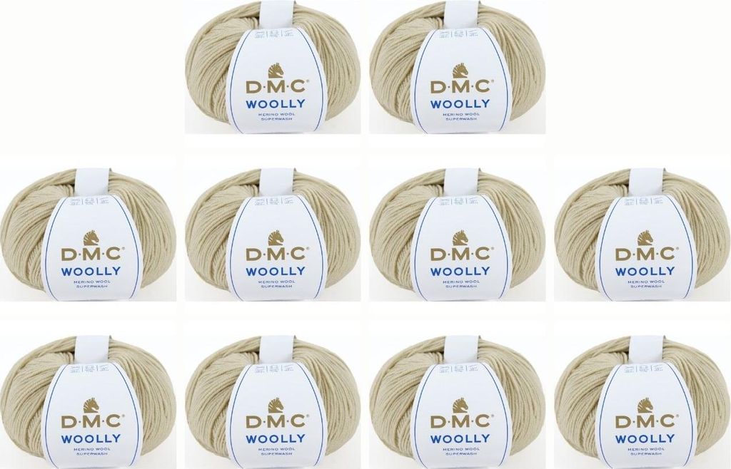 10x DMC-Wolle „Woolly“ – Wolle – 100 % Wolle aus Australien, 488 (Farbe 111)