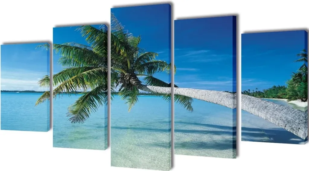 Decorazione Murale Spiaggia 200x100 cm | Quadro 5 Pezzi Moderno