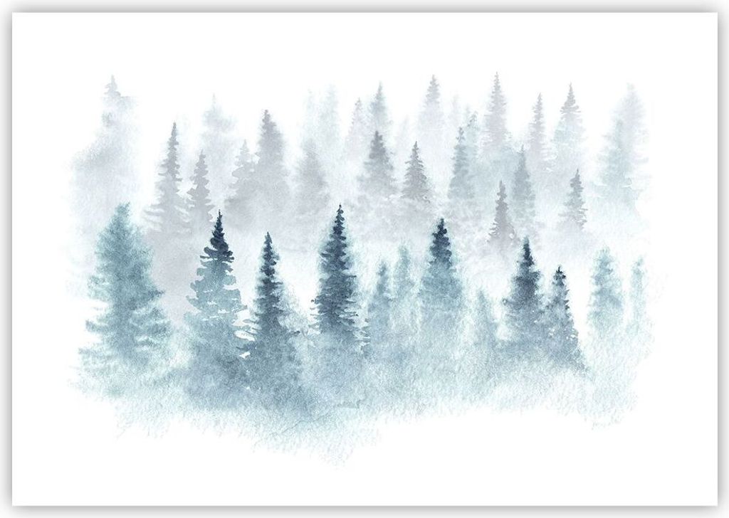Poster - Poster ohne Rahmen - Bäume Wald Natur - 100x70 cm - Wand Bild - Wanddeko - Wandbilder - Kunstposter - Wandposter - Bilder - Kunstdruck - ...