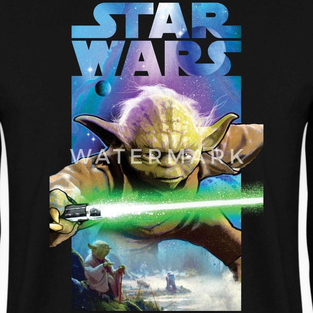 Star Wars Meister Yoda Und Grünes Lichtschwert Uni Pullover, S, Schwarz