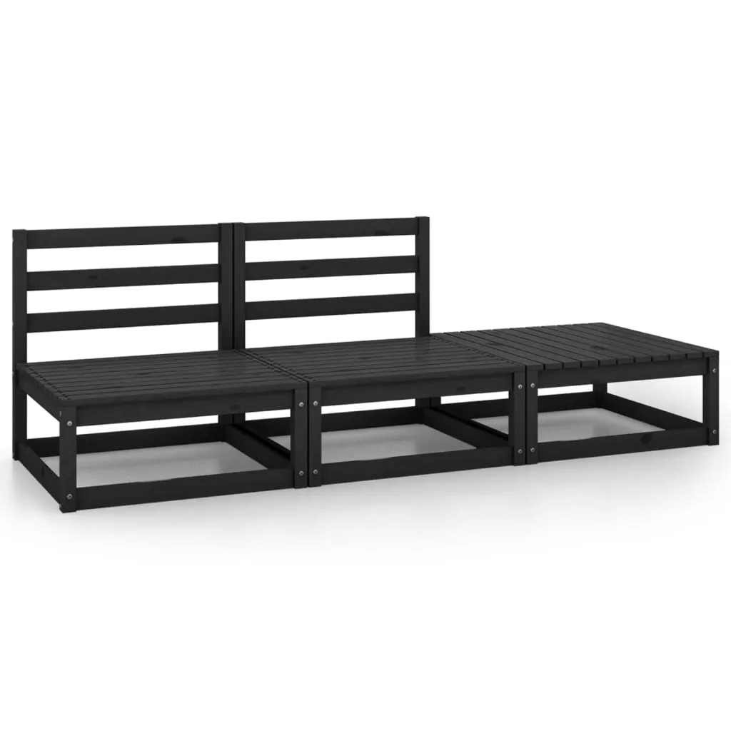 Set Divani Giardino 3 Pezzi vidaXL | Pino Nero Conveniente e Solido - 8