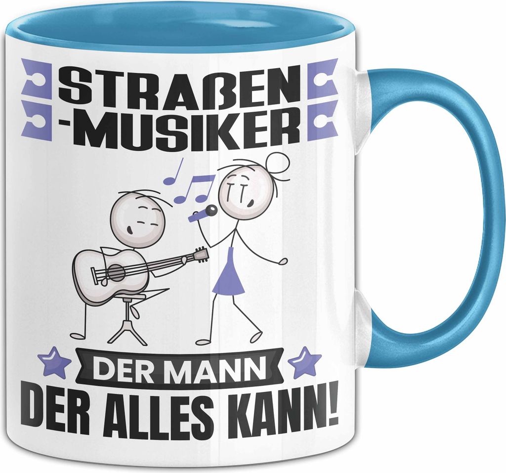 Straßenmusiker Tasse Geschenk für Straßenmusiker Der Mann Der Alles Kann Geschenkidee zum Geburtstag (Blau)