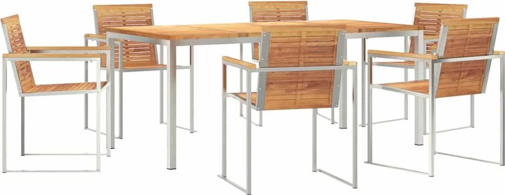 Garten Essgruppe 7 pcs Braun Massivholz Teak