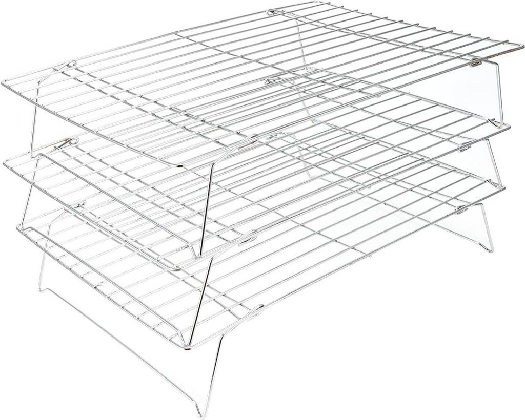 Dreistöckiges Kühlgitter mit zusammenklappbaren Beinen für Kekse, Kuchen, Küchenbacken und Grillen