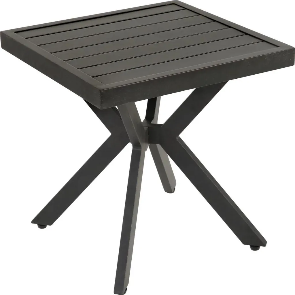Table d'appoint extérieure carrée en aluminium noir 58x49x11 cm durable