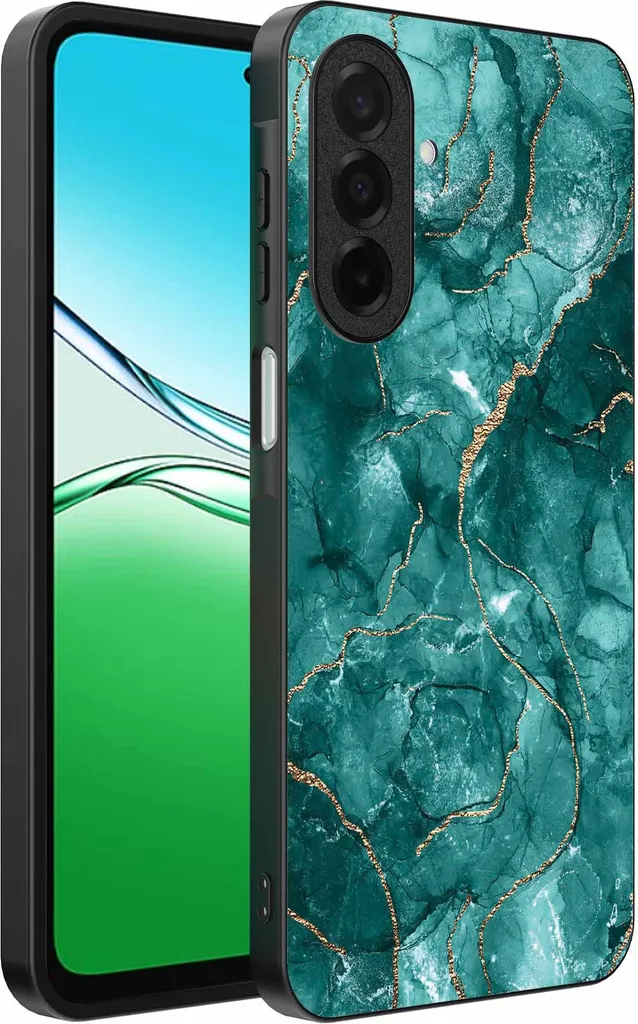 Custodia Oppo A5 TPU Morbido Stampa Marmo Verde | Cover Antiurto Oro