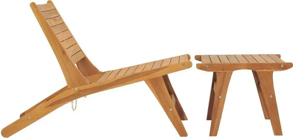 Chaise de jardin en teck durable avec repose-pieds anti-fatigue