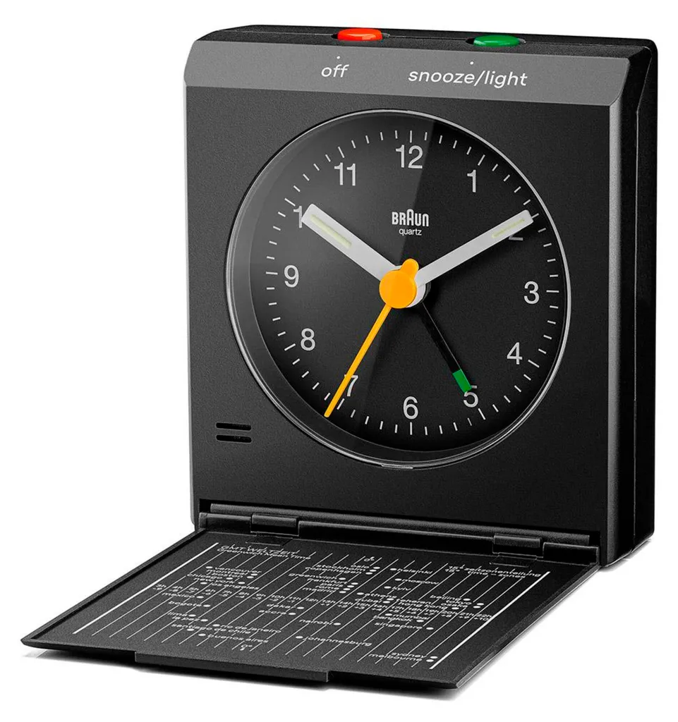 Braun BC05B Réveil Quartz Analogique Noir Classique Haute Précision