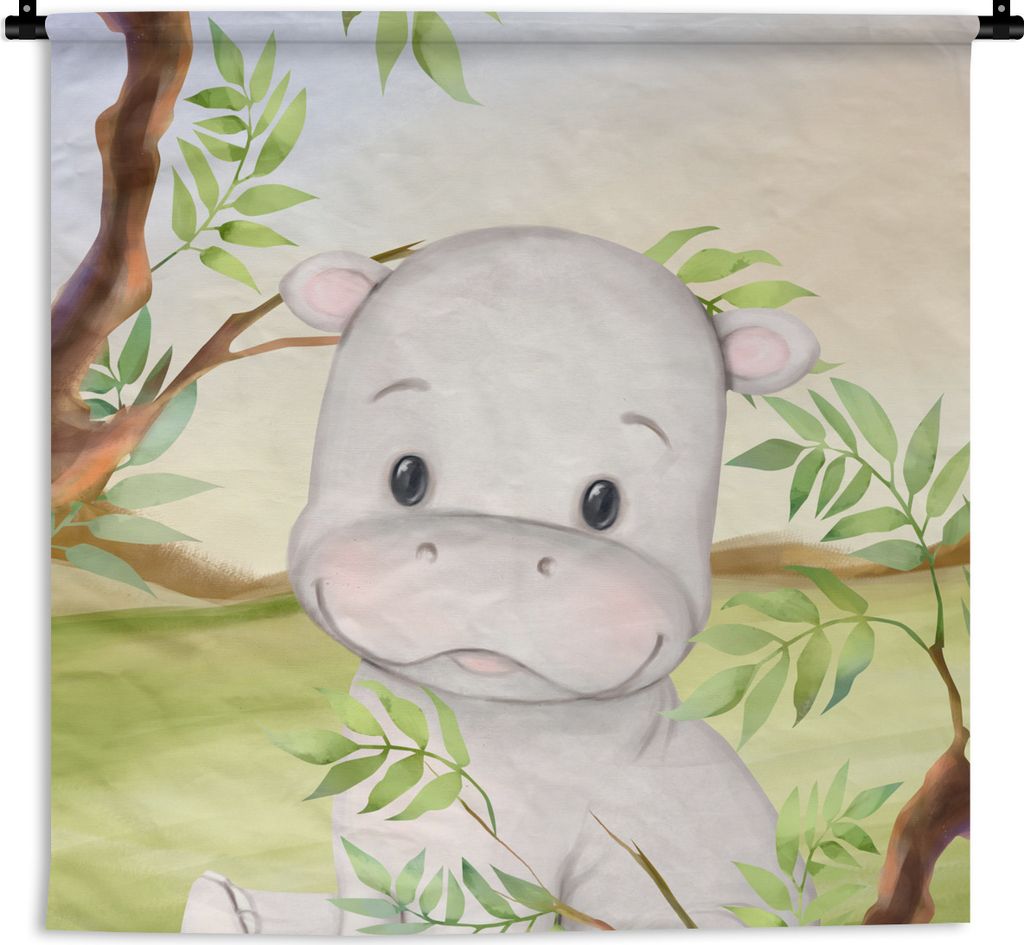 MuchoWow® Wandteppich Wandbehang Nilpferd - Dschungel - Produktbild 