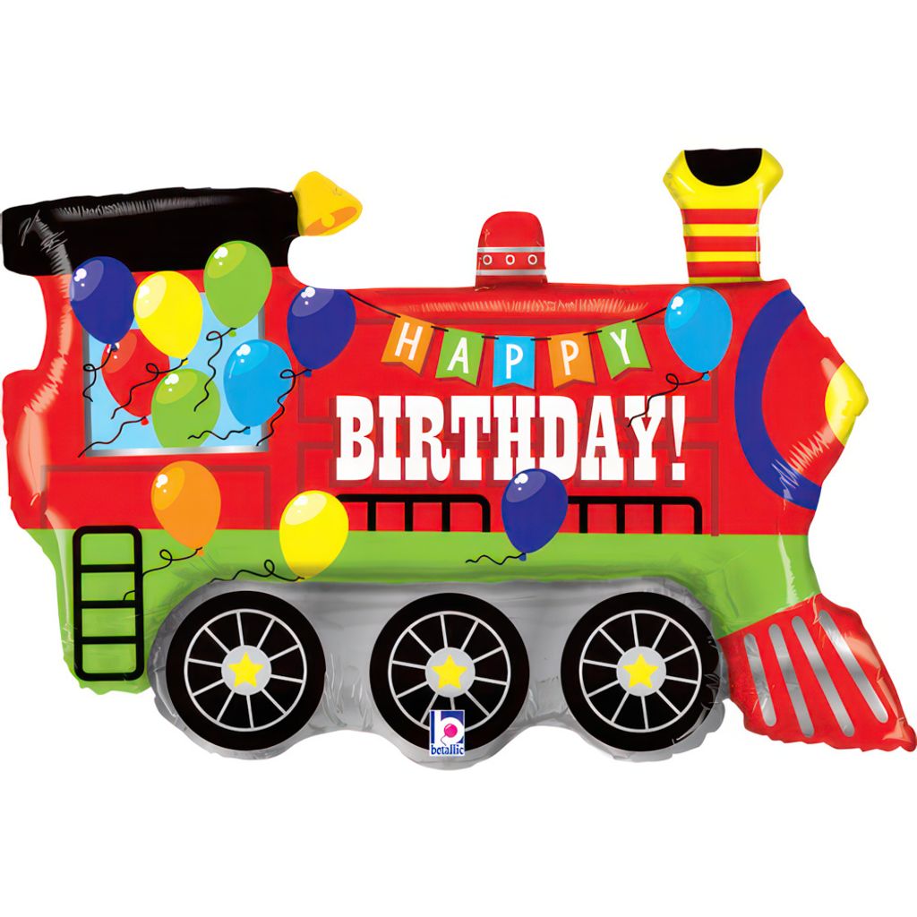 Shape Folienballon "Happy Birthday" Lokomotive | 93 cm Produktbild 