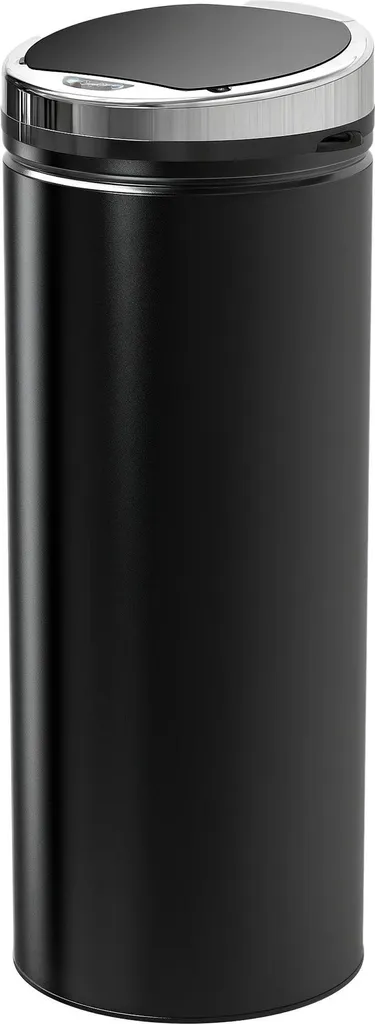 Poubelle 50l noire en acier inoxydable à fermeture silencieuse
