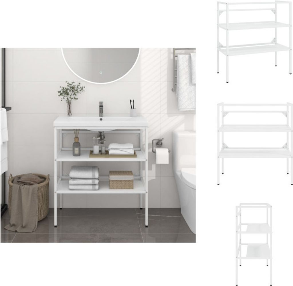 vidaXL Badezimmer Waschtischgestell Weiß 79x38x83 cm Eisen - Badezimmerwaschtische