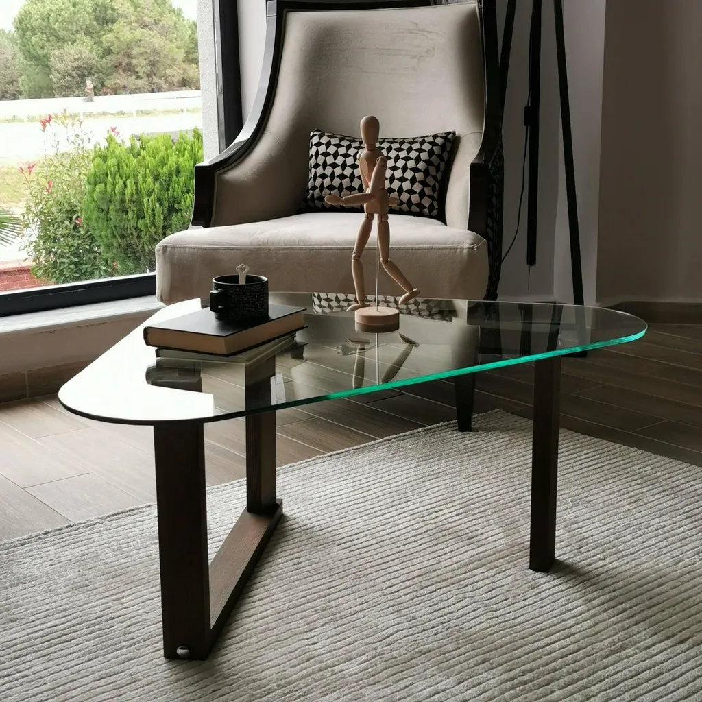 Table Basse Design Eufrasia en Bois Noyer Marron pour Salon Moderne - 7