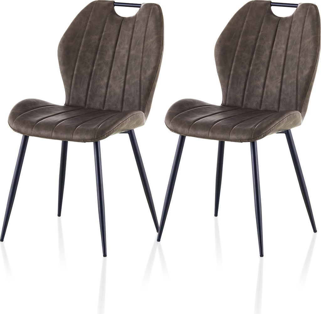 CLIPOP Esszimmerstuhl,2er Set Kunstleder gepolsterter Stühle, Gepolsterter Küchenstühle mit Metallbeinen,Braun