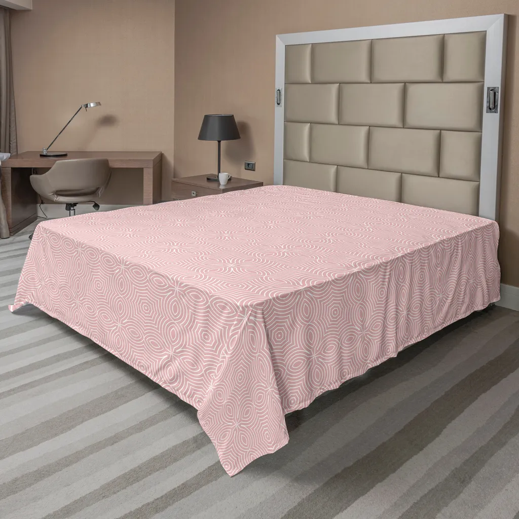 Drap de lit celtique ABAKUHAUS 244x205 cm en tissu doux blanc et rose