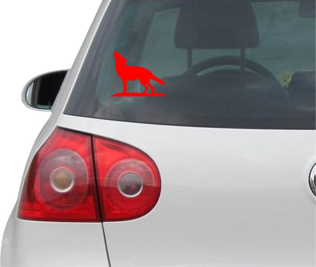 Aufkleber / Autoaufkleber - JDM - Die cut - Howling Wolf Decal Auto Laptop Fenster - Folie Sticker - rot - 111mmx88mm