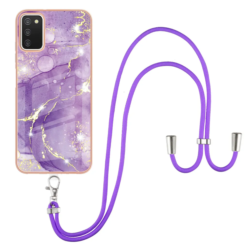 Custodia Protettiva Samsung A03S Viola con Tracolla | TPU Premium