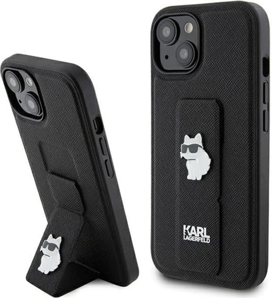 Karl Lagerfeld Klhcp15Mgsachpk Custodia rigida per Iphone 15 Plus / 14 Plus 6.7 Czarny/Nero Gripstand Saffiano Choupette Pins