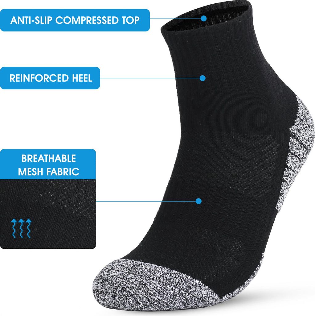 Herren 3 Paar gepolsterte Wandersocken, Outdoor-Sport, lässig, Baumwolle, Crew für Trekking, Wandern