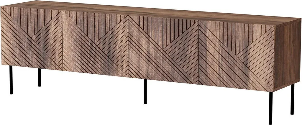 Meuble TV de Salon 190x40x58h cm Mareae Noyer pour Grand Écran Plat