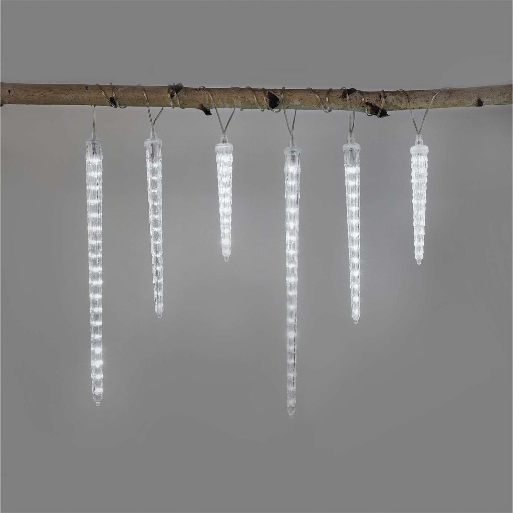 EMOS Eiszapfen Lichterkette mit 160 LEDs Wasserfalleffekt, 2m Lichtervorhang + 5m Zuleitung, Kaltweiß, LED-Girlande+Netzteil für Innen/Außen, DC...