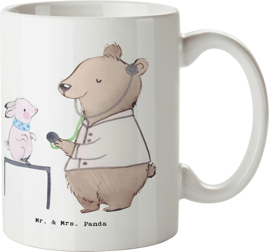 Mr. & Mrs. Panda Teebecher Tierheilpraktiker Herz - Weiß - Geschenk, Tasse, Trinkbecher, mit Spruch, Becher, Kaffeetasse, haferl