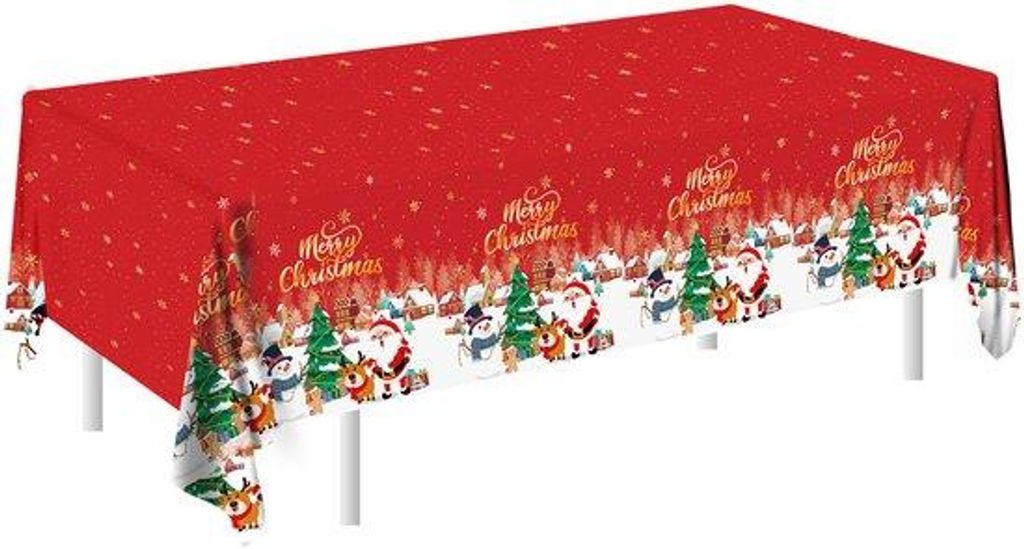 Plastik Tischdecke - Kersttischdecke - Kerstdekoration - Rechteckig - Wasserfest - 137x274cm - Plastik Tischdecke mit Weihnachtsmannmotiv